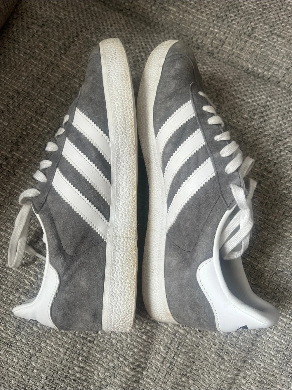 adidas Women’s Gazelle Suede Sneakers in Gray and White